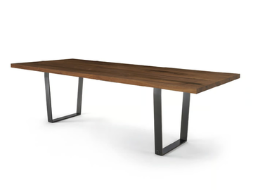 D.T. TABLE SQUARED - Rectangular dining table with solid wood top and iron base by Riva 1920 - view 2
